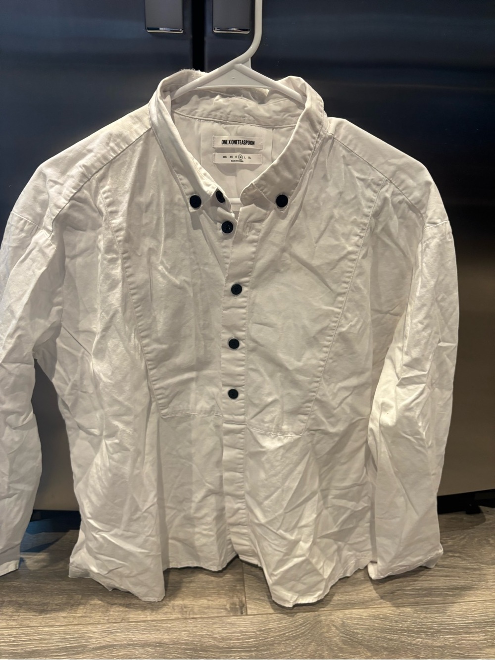One Teaspoon White Button-Down Shirt with Contrast Buttons